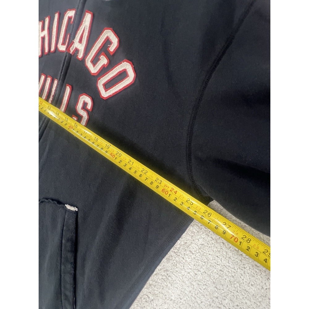 Chicago Bulls Adidas Hoodie Mens 2XL Black Red NBA Basketball 3 Stripes Zip EUC - Picture 9 of 16